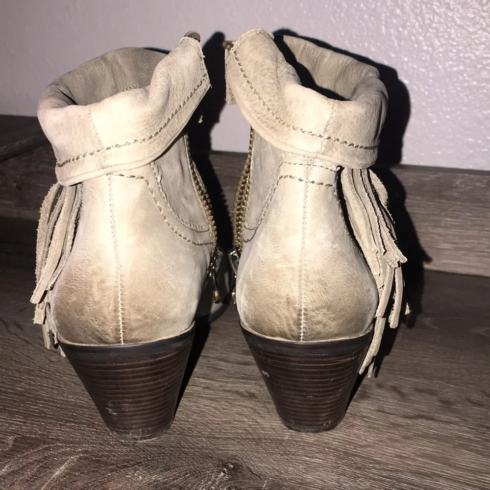 SAM EDELMAN Gray Leather Fring Ankle booties. - Picture 5 of 7